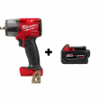 Milwaukee 2960-20-48-11-1850 M18 FUEL GEN-2 18V Lithium-Ion Mid Torque Brushless Cordless 3/8 in. Impact Wrench with (1) 5.0 Ah Battery