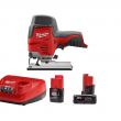 Milwaukee 48-59-2424-2445-20 M12 12V Lithium-Ion Cordless Jig Saw with One M12 4.0 Ah and One M12 2.0 Ah Battery Pack and Charger