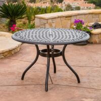Noble House 2771 Phoenix Hammered Bronze Round Aluminum Outdoor Dining Table