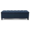 Noble House Dark Blue Tufted Fabric Storage Bench