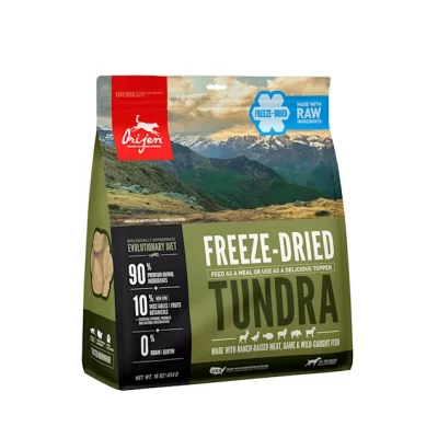 ORIJEN Tundra Recipe Grain Free High Protein Premium Raw Meat Freeze Dried Dog Food, 16 oz.