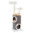 PETMAKER 5 Level Cat Tree Double Decker Condo with 4 Toys and 2 Scratching Posts in Gray, 44.75