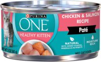 Purina ONE Grain Free Natural Pate Wet Kitten Food, Healthy Kitten Chicken & Salmon Recipe - (12) 3 oz. Pull-Top Cans
