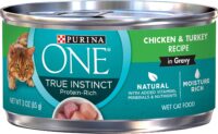 Purina ONE Natural High Protein Wet Cat Food True Instinct Chicken and Turkey Recipe in Gravy - (24) 3 oz. Pull-Top Cans