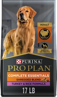 Purina Pro Plan High Protein Dog Food with Probiotics for Dogs, Shredded Blend Turkey & Rice Formula - 17 lb. Bag