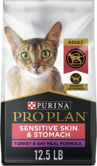 Purina Pro Plan With Probiotics Sensitive Skin and Stomach Natural Dry Cat Food, Turkey & Oat Meal Formula - 12.5 lb. Bag