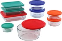 Pyrex Simply Store 18 Piece Meal Prep Storage Containers Set, Large and Small | Round and Rectangle Glass Food Storage Containers with Lids | Doesn't Absorb Food Odors, Flavors, or Stains