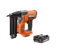 RIDGID R09891B-AC8400802 18V Brushless Cordless 18-Gauge 2-1/8 in. Brad Nailer with CLEAN DRIVE Technology with 18V 2.0 Ah Lithium-Ion Battery