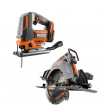 RIDGID R8404435SB2N 18V Brushless Cordless 2-Tool Combo Kit with Jig Saw and 7-1/4 in. Circular Saw (Tools Only)