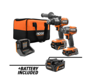 RIDGID R9208-AC840040 18V Brushless Cordless 2-Tool Combo Kit with Hammer Drill, Impact Driver, (3) Batteries, Charger, and Bag