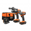 RIDGID R9209 18V Brushless Cordless 2-Tool Combo Kit with Drill/Driver, Impact Driver, (2) Batteries, 18V Charger, and Tool Bag