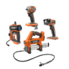 RIDGID R92162SBN-R860445B 18V Cordless 3-Tool Combo Kit w/ SubCompact Brushless Impact Wrench, Inflator, & Torch Light (Tools Only) w/ Grease Gun