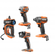 RIDGID R92162SBN-R862311B 18V Cordless 3 Tool Combo Kit w/ SubCompact Brushless Impact Wrench, Inflator, & Torch Light (ToolsOnly) w/ Impact Driver