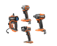 RIDGID R92162SBN-R862311B 18V Cordless 3 Tool Combo Kit w/ SubCompact Brushless Impact Wrench, Inflator, & Torch Light (ToolsOnly) w/ Impact Driver