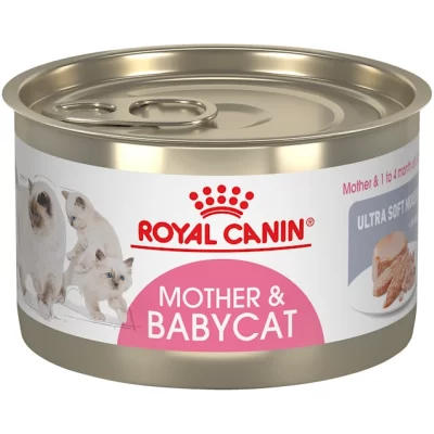 Royal Canin Feline Health Nutrition Mother & Babycat Ultra Soft Mousse in Sauce Canned Cat Food, 5.1 oz., Case of 24