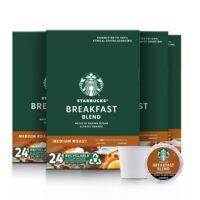 Starbucks Medium Roast K-Cup Coffee Pods Breakfast Blend for Keurig Brewers 4 boxes (96 pods total)