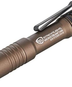 Streamlight 66609 MicroStream 250-Lumen USB Rechargeable Pocket Flashlight with 5" USB Cord and Lanyard, Coyote, Box