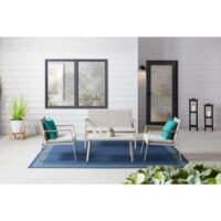 StyleWell 505-0393-000 Crystal Cape 4-Piece Metal Patio Conversation Set with Warm Grey Cushions