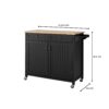 StyleWell Bainport Black Kitchen Cart with Butcher Block Top