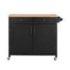 StyleWell Bainport Black Kitchen Cart with Butcher Block Top