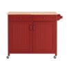 StyleWell Bainport Chili Red Kitchen Cart with Butcher Block Top
