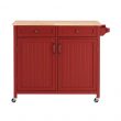 StyleWell Bainport Chili Red Kitchen Cart with Butcher Block Top