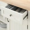 StyleWell SK19238Dr1 Bainport Ivory Wooden Kitchen Island with Natural Butcher Block Top and Storage (48" W)