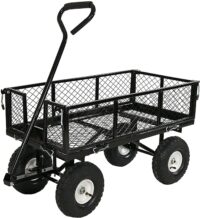 Sunnydaze LW-UC438-BK Utility Steel Garden Cart, Heavy-Duty 400 Pound Capacity