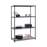 TRINITY 4-Tier Wire Shelving Rack, 48" x 24" x 72" NSF, Black