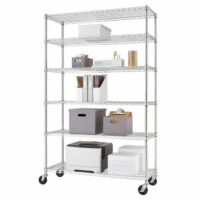 TRINITY 6-Tier Wire Shelving Rack, 48" x 18" x 72" NSF, Includes Wheels