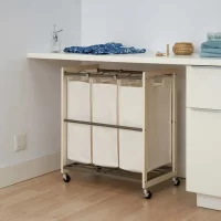 TRINITY TBFPNC-2103 3-Bag Laundry Cart, White