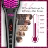 TYMO Ionic Hair Straightener Brush - Enhanced Ionic Straightening Brush with 16 Heat Levels for Frizz-Free Silky Hair, Anti-Scald & Auto-Off Safe & Easy to Use