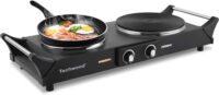 Techwood 1800W Hot Plate Portable Electric Stove Countertop Double Burner, Compatible for All Cookwares, 7.5” Cooktop