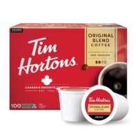 Tim Hortons Original Blend Medium Roast Coffee, Single-Serve K-Cup Pods Compatible with Keurig Brewers, 100ct K-Cups