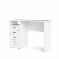 Tvilum 44 in. Rectangular White 4 Drawer Writing Desk with Built-In Storage