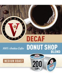 Victor Allen's Coffee Decaf Donut Shop Blend, Medium Roast, 200 Count, Single Serve Coffee Pods for Keurig K-Cup Brewers