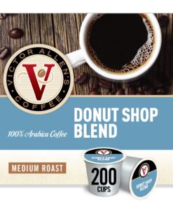 Victor Allen's Coffee Donut Shop Blend, Medium Roast, 200 Count, Single Serve Coffee Pods for Keurig K-Cup Brewers