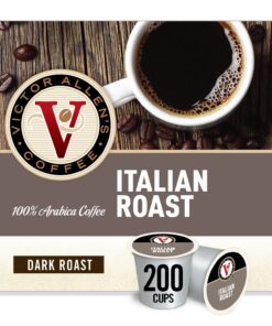 Victor Allen's Coffee Italian Roast, Dark Roast, 200 Count, Single Serve Coffee Pods for Keurig K-Cup Brewers