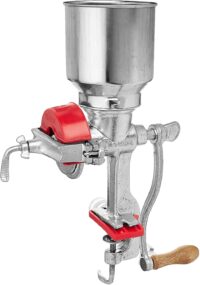 Victoria Manual High Hopper Grain Grinder, Silver