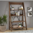 Welwick Designs 68 in. Brown Wood 4-shelf Ladder Bookcase with Open Back