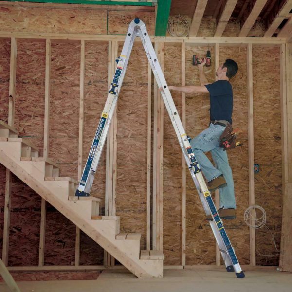 Werner Mt 22iaaxthd 22 Ft Reach Aluminum 5 In 1 Multi Position Pro Ladder With Powerlite Rails 