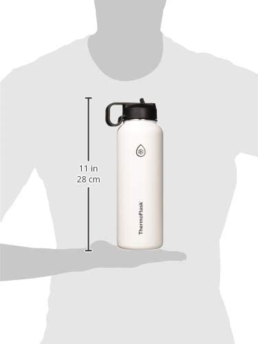Thermoflask Double Stainless Steel Insulated Water Bottle with Two Lids, 40  oz, White –