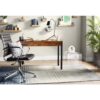 VEIKOUS IW-007-1 Rectangular Brown 1-Drawer Wooden Metal Writing Desk