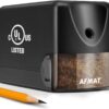AFMAT Electric Pencil Sharpener, Heavy Duty Classroom Pencil Sharpeners for 6.5-8mm No.2 Colored Pencils, UL Listed Industrial Pencil Sharpener w Stronger Helical Blade, Best School Pencil Sharpener