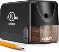 AFMAT Electric Pencil Sharpener, Heavy Duty Classroom Pencil Sharpeners for 6.5-8mm No.2 Colored Pencils, UL Listed Industrial Pencil Sharpener w Stronger Helical Blade, Best School Pencil Sharpener