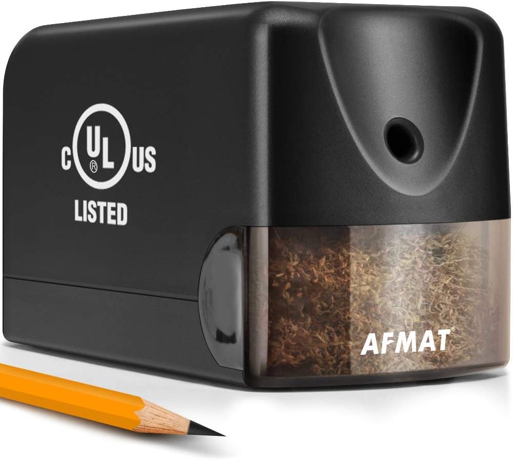 AFMAT Electric Pencil Sharpener Heavy Duty Classroom Pencil Sharpeners for 6.5-8mm No.2/Colored Pencils UL Listed Industrial Pencil Sharpener