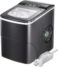 AGLUCKY Countertop Ice Maker Machine, Portable Ice Makers Countertop, Make 26 lbs ice in 24 hrs,Ice Cube Rready in 6-8 Mins with Ice Scoop and Basket (Black)