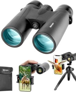Adorrgon 12x42 HD Binoculars for Adults with Upgraded Phone Adapter, Tripod and Tripod Adapter - Large View Binoculars with Clear Low Light Vision - Waterproof Binoculars for Bird Watching Hunting Travel
