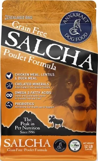 Annamaet Grain-Free Salcha Poulet Formula Dry Dog Food (Chicken & Duck) 12-lb Bag, Brown