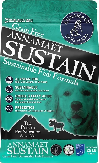 Annamaet Grain-Free Sustain Formula Dry Dog Food (Line-Caught Cod & Free-Range Turkey) 25-lb Bag
